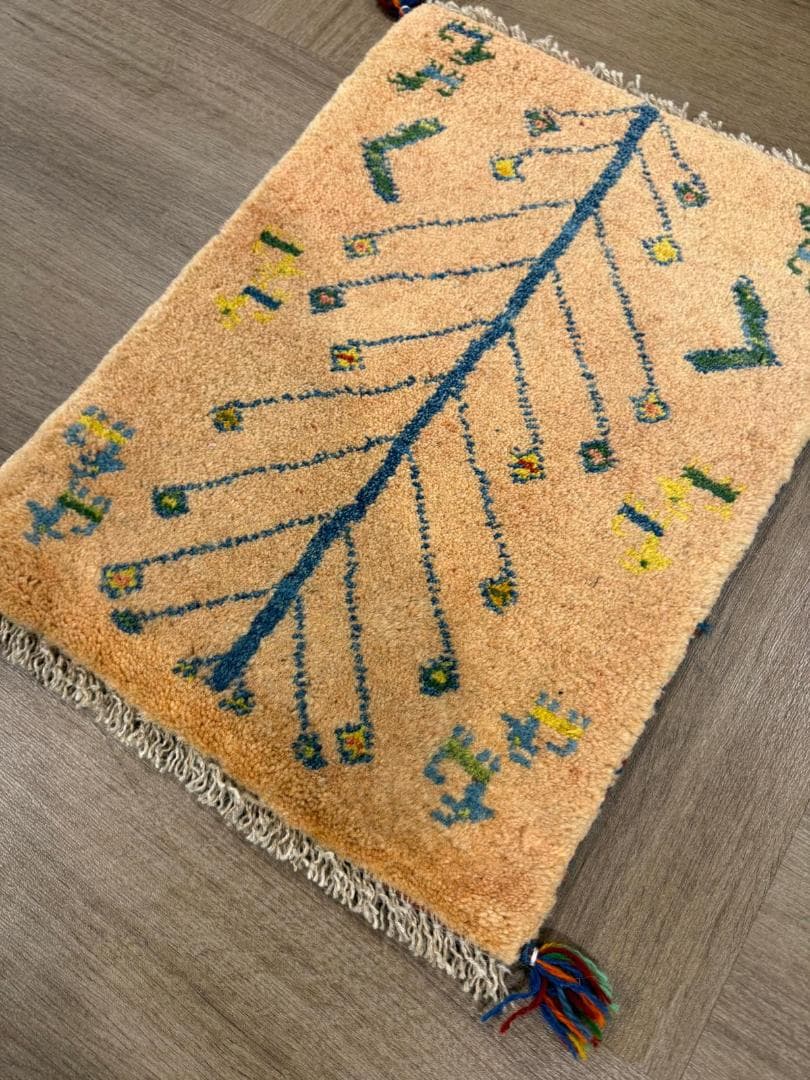 ギャッベ 58x43cm ペルシャ絨毯 手織り ギャベ 玄関マットラグ 絨毯