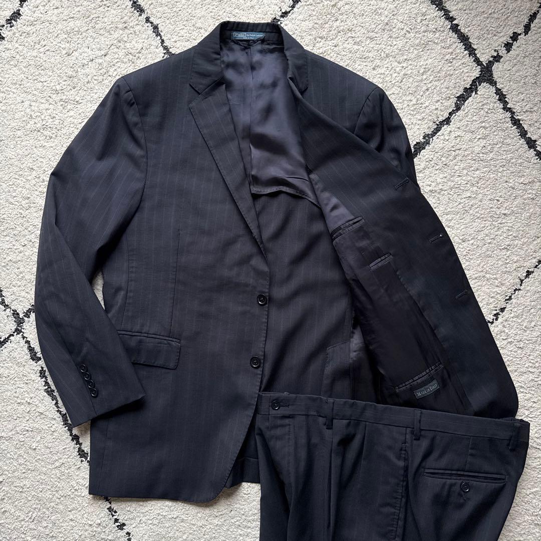 ポロバイラルフローレン　スーツ　セットアップ　ネイビー　ストライプ　イタリア製