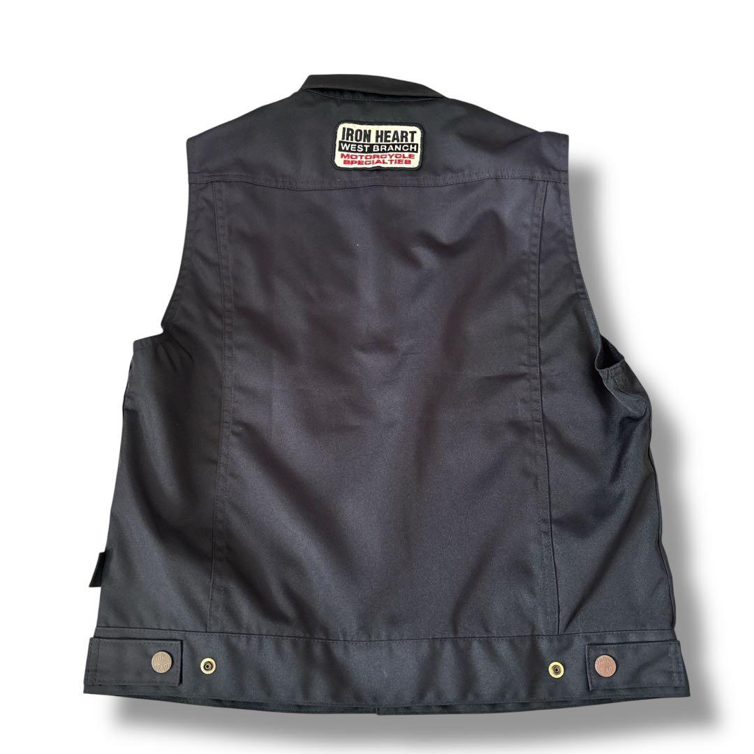 IRON HEART アイアンハート ワークベスト ブラック バイカー ワッペン