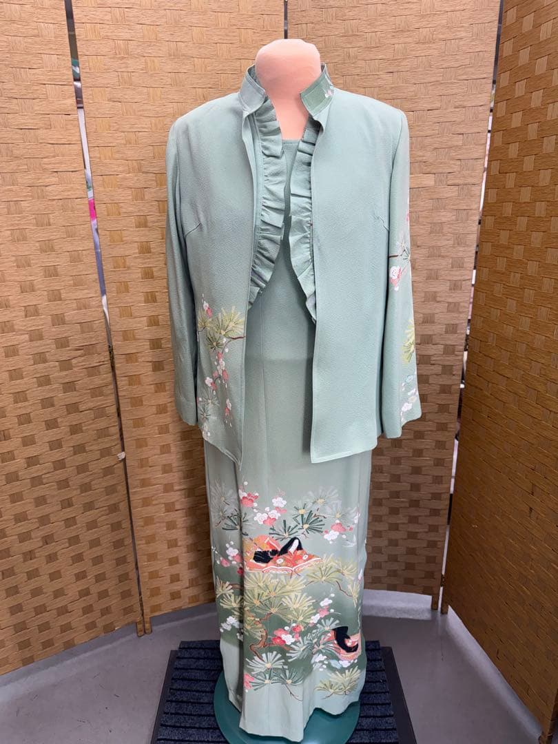 新品未使用品　訪問着　リメイク　ワンピース　ボレロ　ジャケット　3点セット