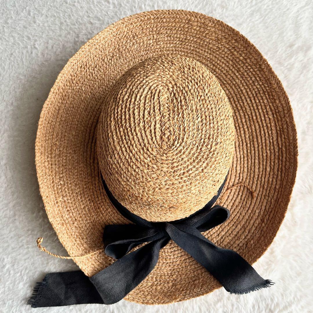 ヘレンカミンスキー ニューポート ラフィアハット 麦わら帽子 リボン