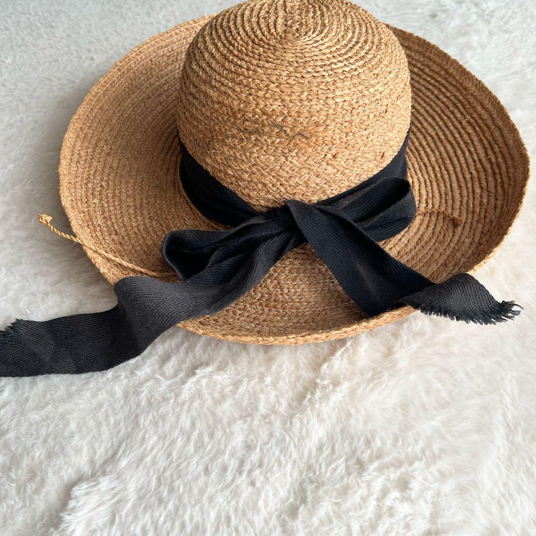 ヘレンカミンスキー ニューポート ラフィアハット 麦わら帽子 リボン