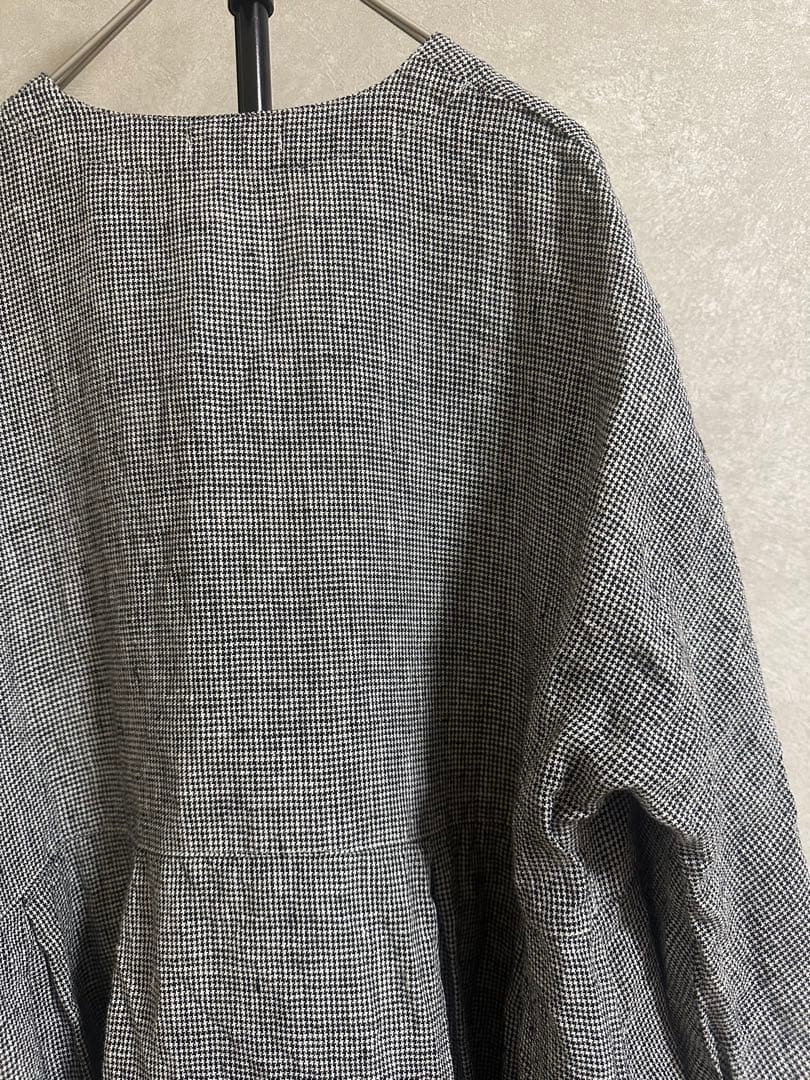 美品 fog linen work リネン千鳥ロングワンピース
