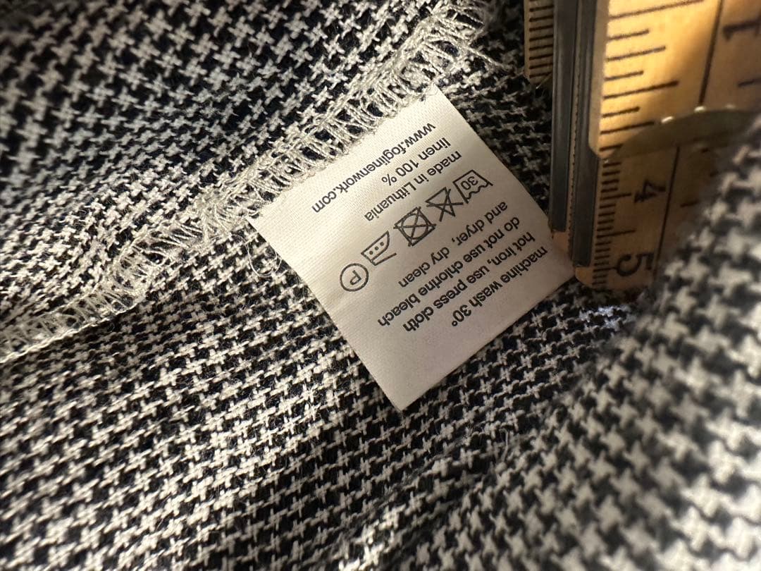 美品 fog linen work リネン千鳥ロングワンピース