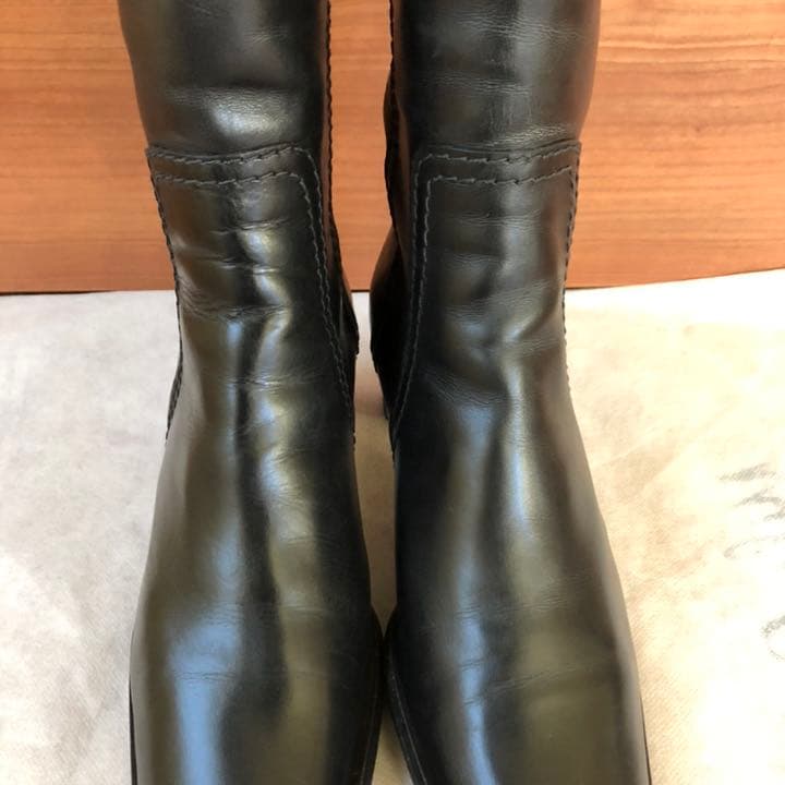 バリー　ロングブーツ 黒革　36
