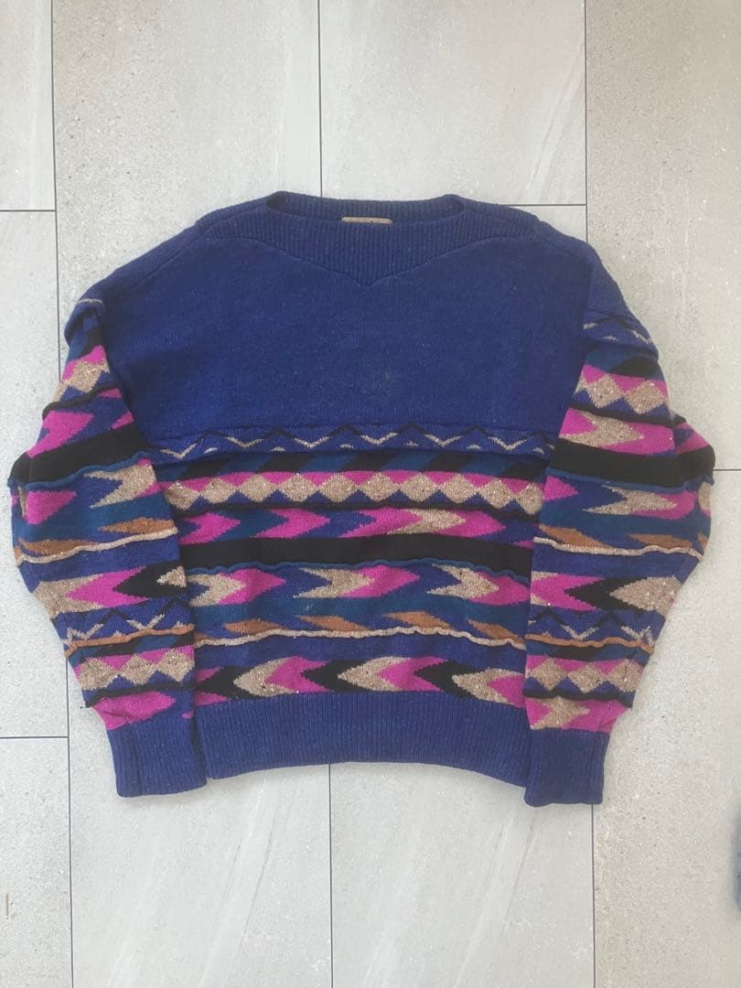 70s Issey Miyake インターシャ ボートネックニット 初期