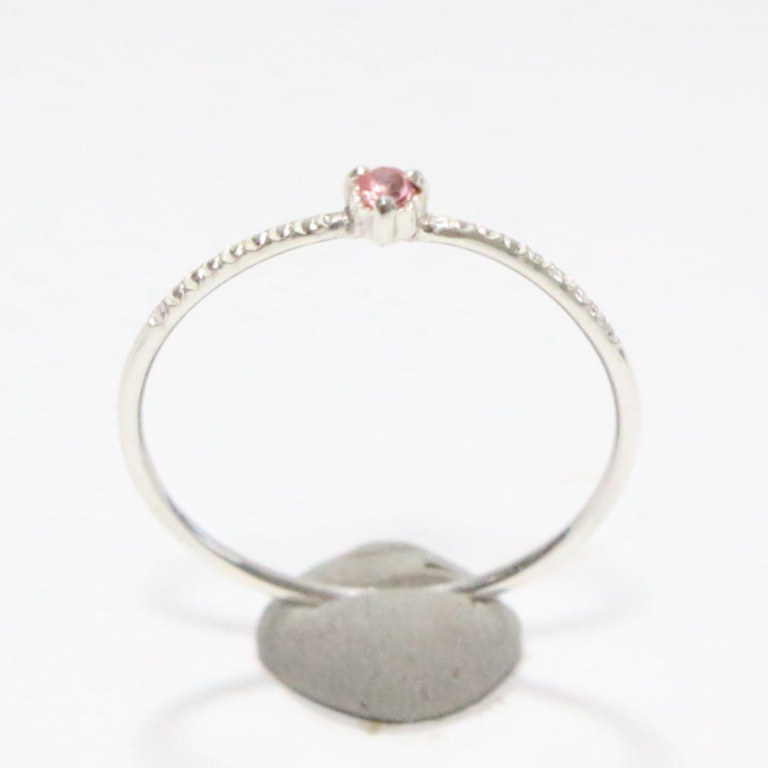 レア！淡いローズピンクの輝きベイリネナイト細身ミル打ちシルバーリング約11.5号