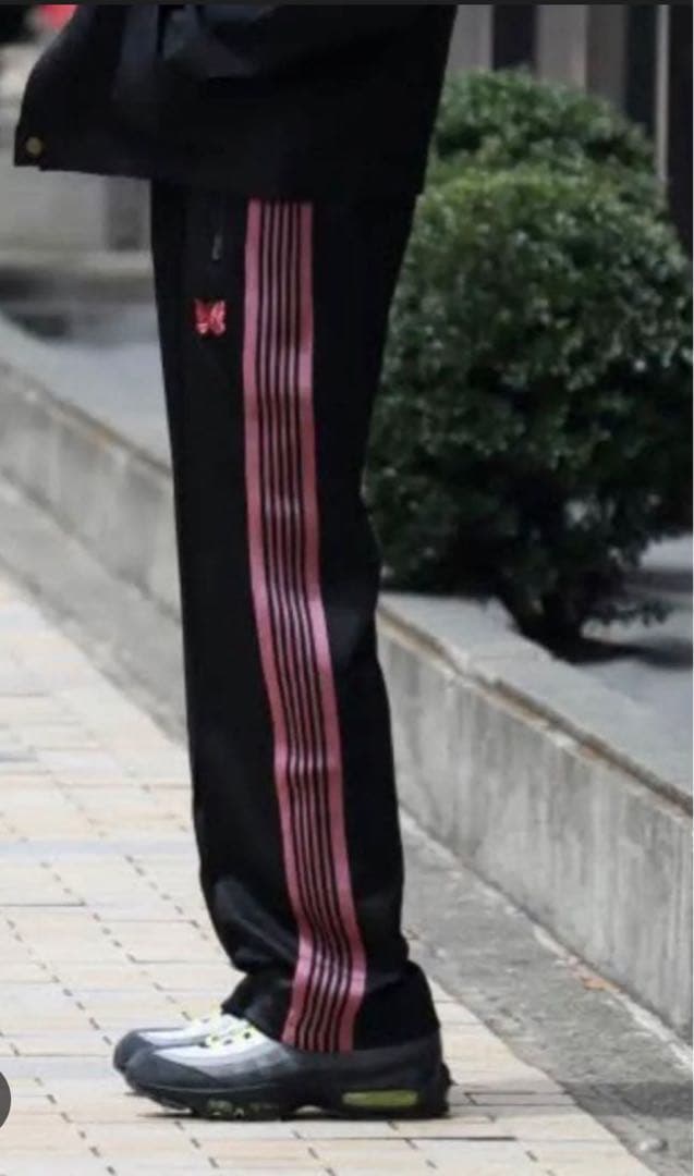 NEEDLES トラックパンツ ストレート ブラック×ピンク