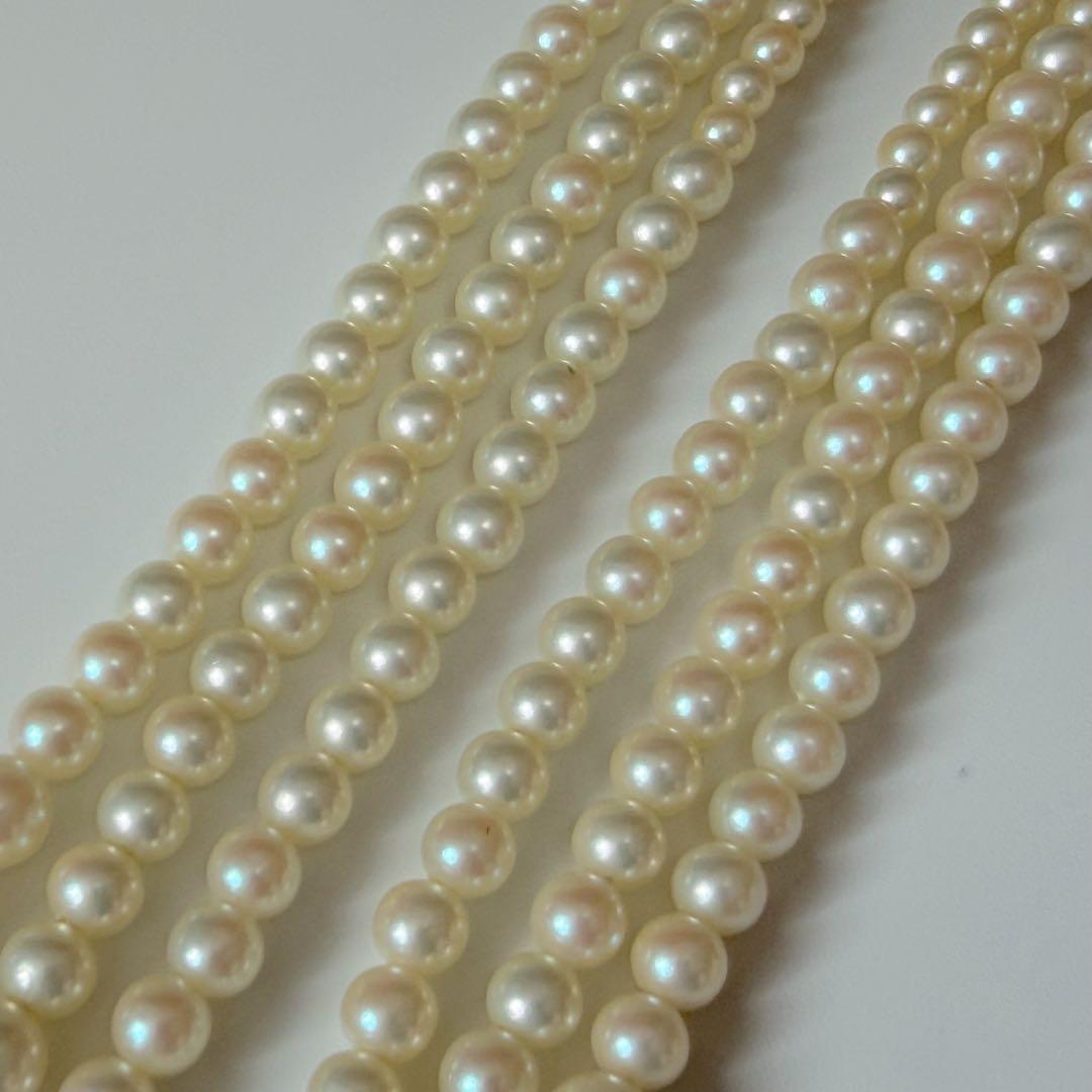 ☆極美品☆リアルパール　3連グラデーションパールネックレス　シルバー