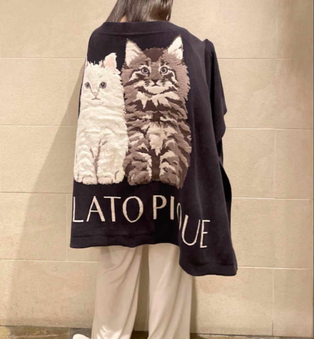 新品　ジェラートピケ ツインキャットジャガードブランケット　毛布　膝掛け　猫