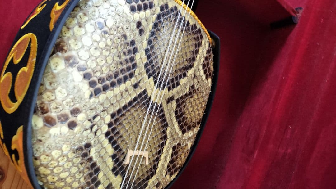 三線 沖縄 真壁型 本革強化張り ビンテージ