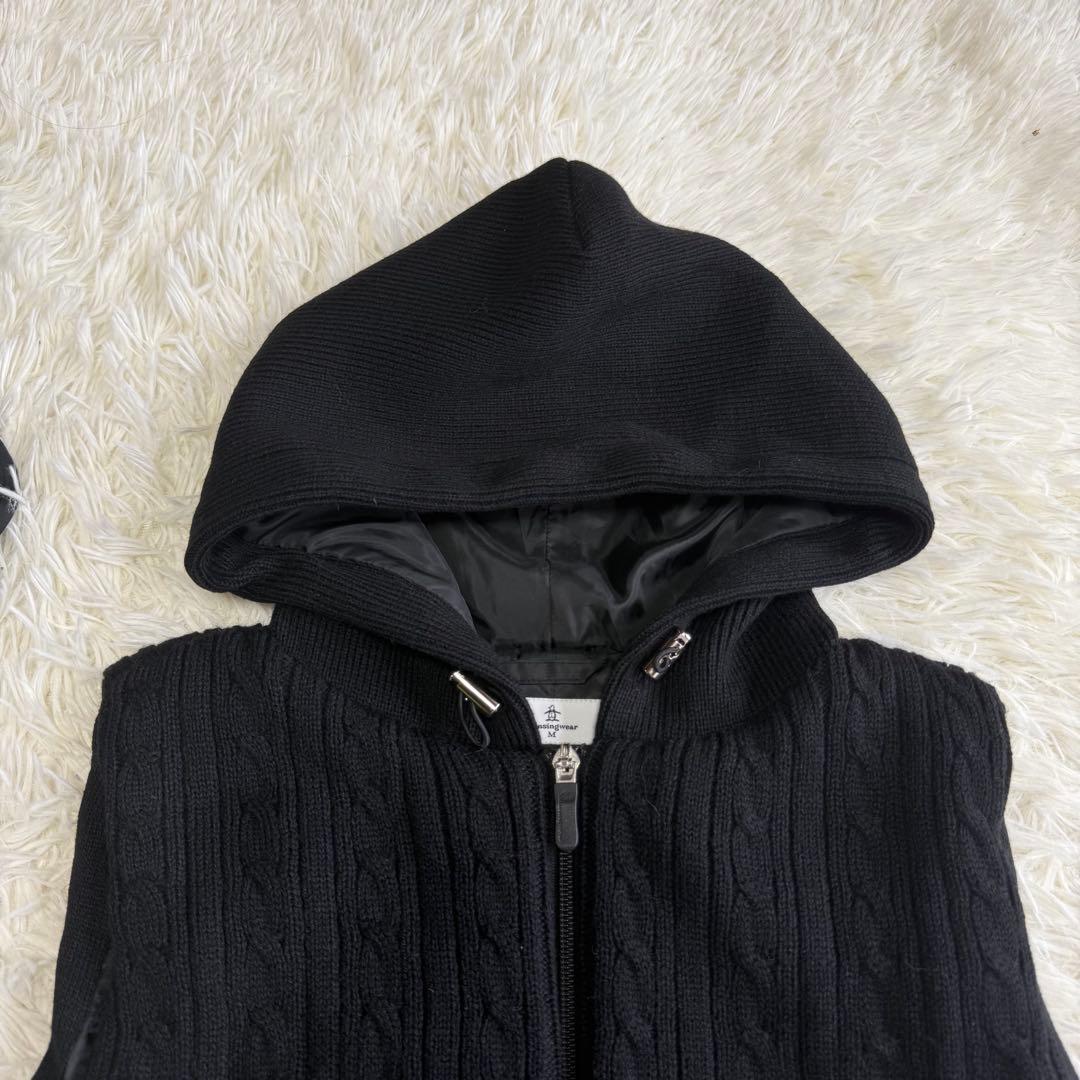 【マンシングウェア】美品 中綿ベスト ブラック ケーブルニットM レディース