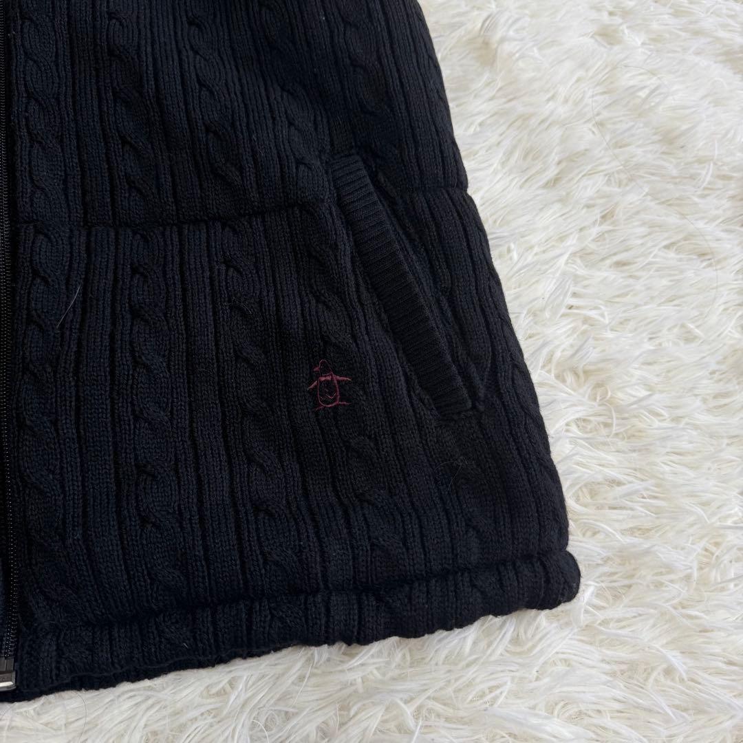 【マンシングウェア】美品 中綿ベスト ブラック ケーブルニットM レディース