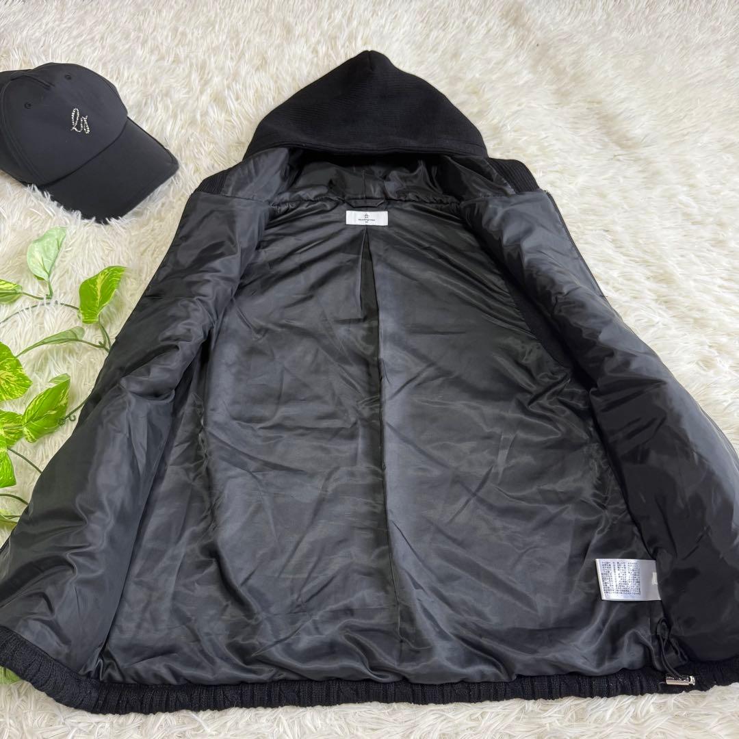 【マンシングウェア】美品 中綿ベスト ブラック ケーブルニットM レディース