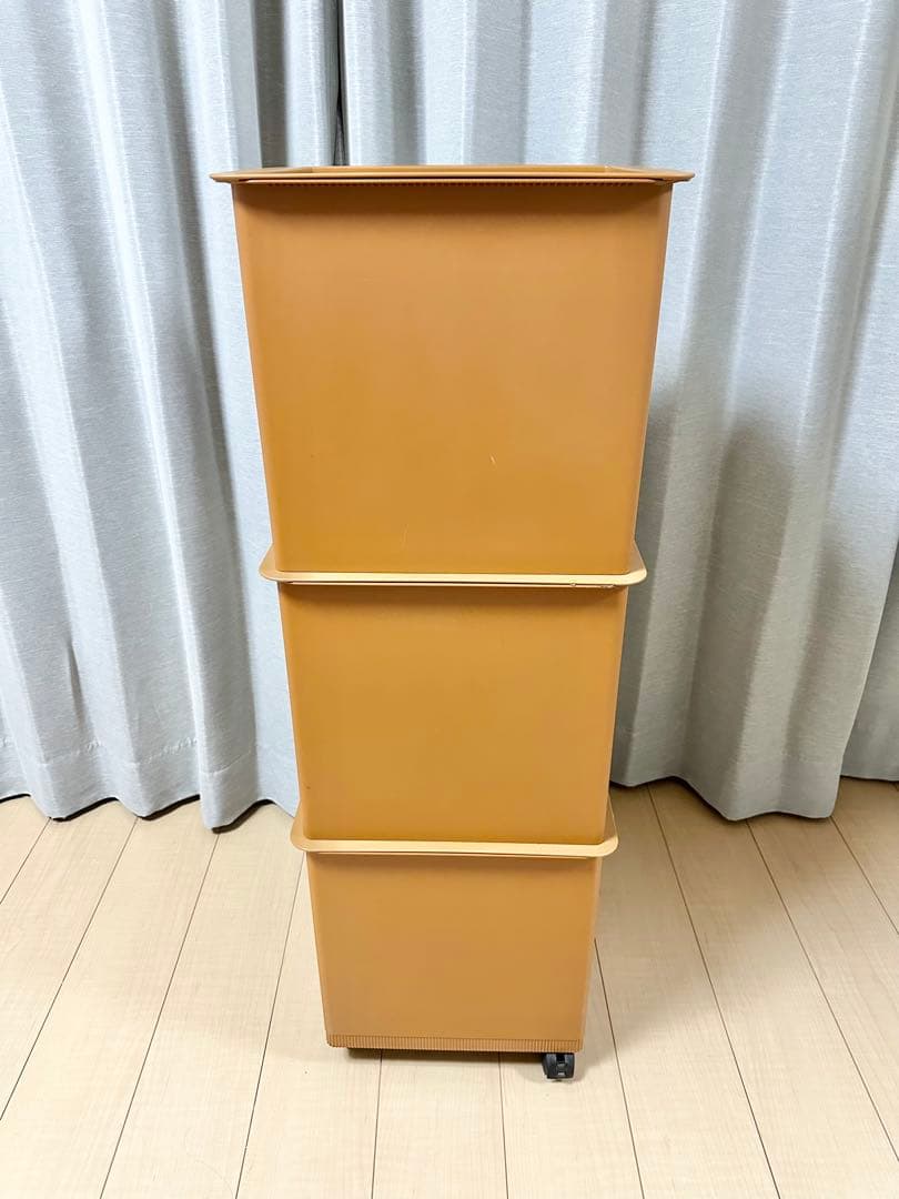 タッパーウエア マルチオーガナイザー 3段 キャスター付き ブラウン