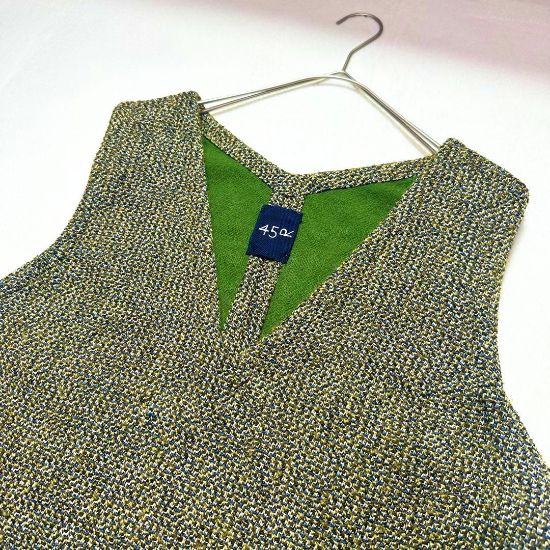 45R アーミッシュツイードワンピース ノースリーブ チュニック 大きいサイズ