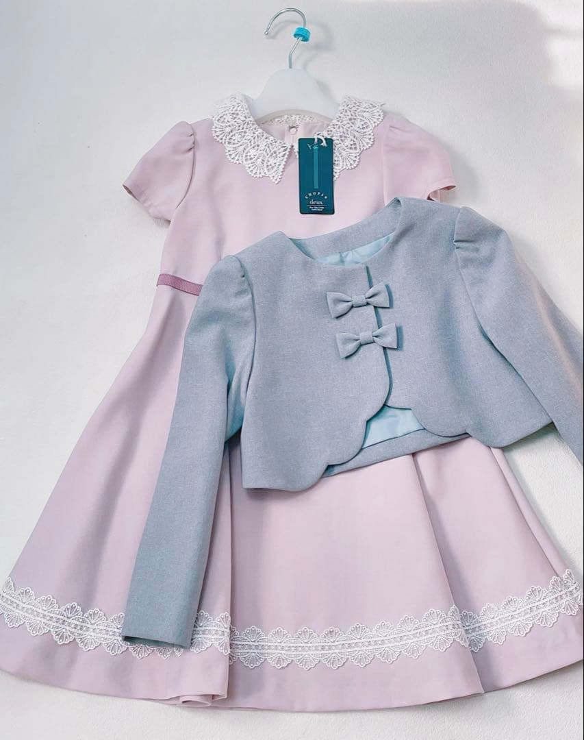 みみ 新品フォーマルドレス グレーとピンク120✨