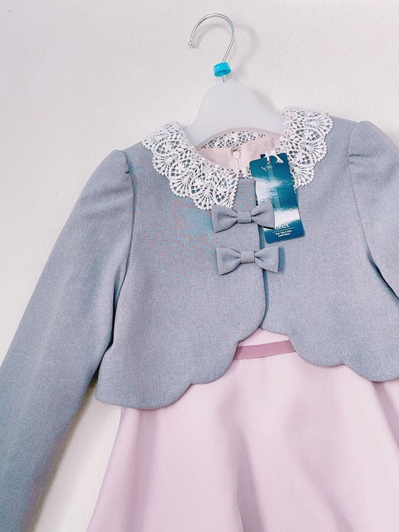 みみ 新品フォーマルドレス グレーとピンク120✨