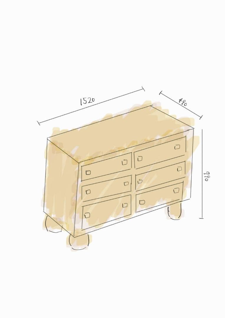 ナチュラルウッド 6引き出しチェスト