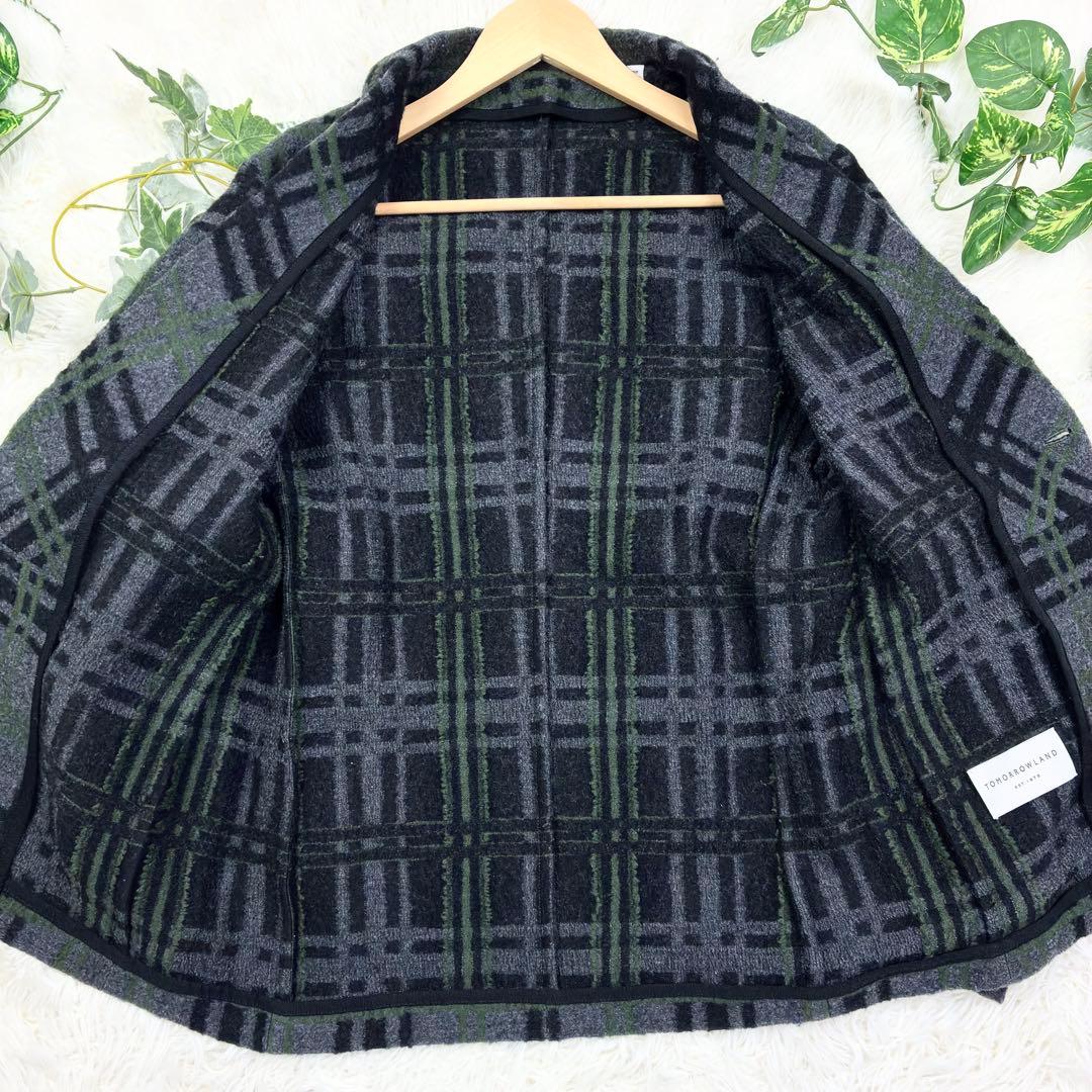 美品　トゥモローランド　タータンチェック　ウールフランネル　ニットテーラード　M