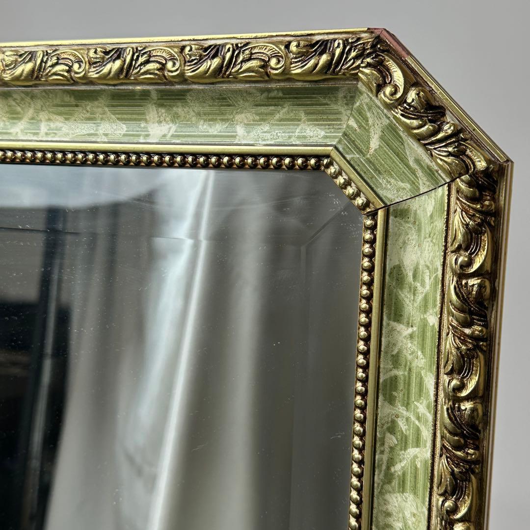 【良品】アンティーク イタリア製 八角 壁掛 姿見