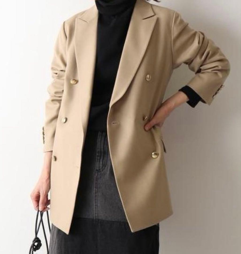 フレームワーク　ダブルブレストジャケット カシミヤ混 金ボタン ベージュ