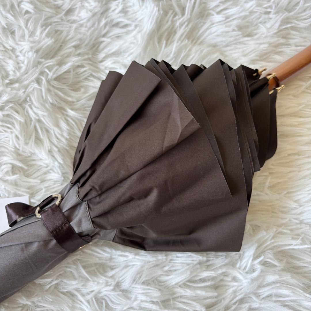 ★未使用　グレイシー　ムーンバット　日傘　フリル　ブラウン　晴雨兼用　バイカラー