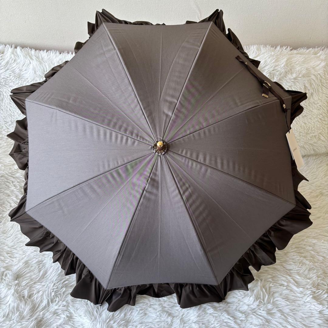 ★未使用　グレイシー　ムーンバット　日傘　フリル　ブラウン　晴雨兼用　バイカラー