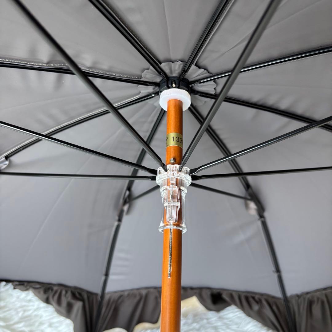 ★未使用　グレイシー　ムーンバット　日傘　フリル　ブラウン　晴雨兼用　バイカラー