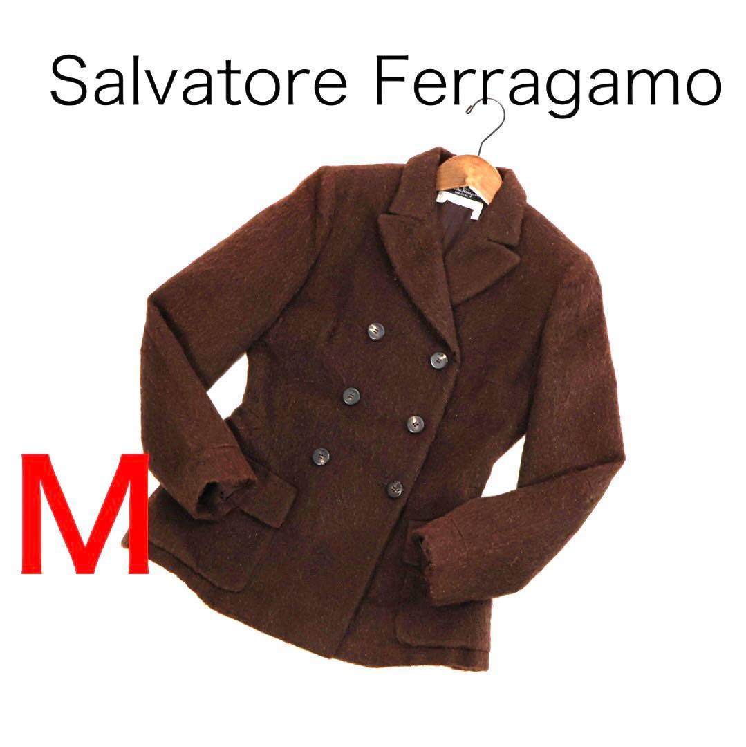 H4637◾️サルヴァトーレフェラガモ　モヘアウール　ダブルジャケット　Y2K