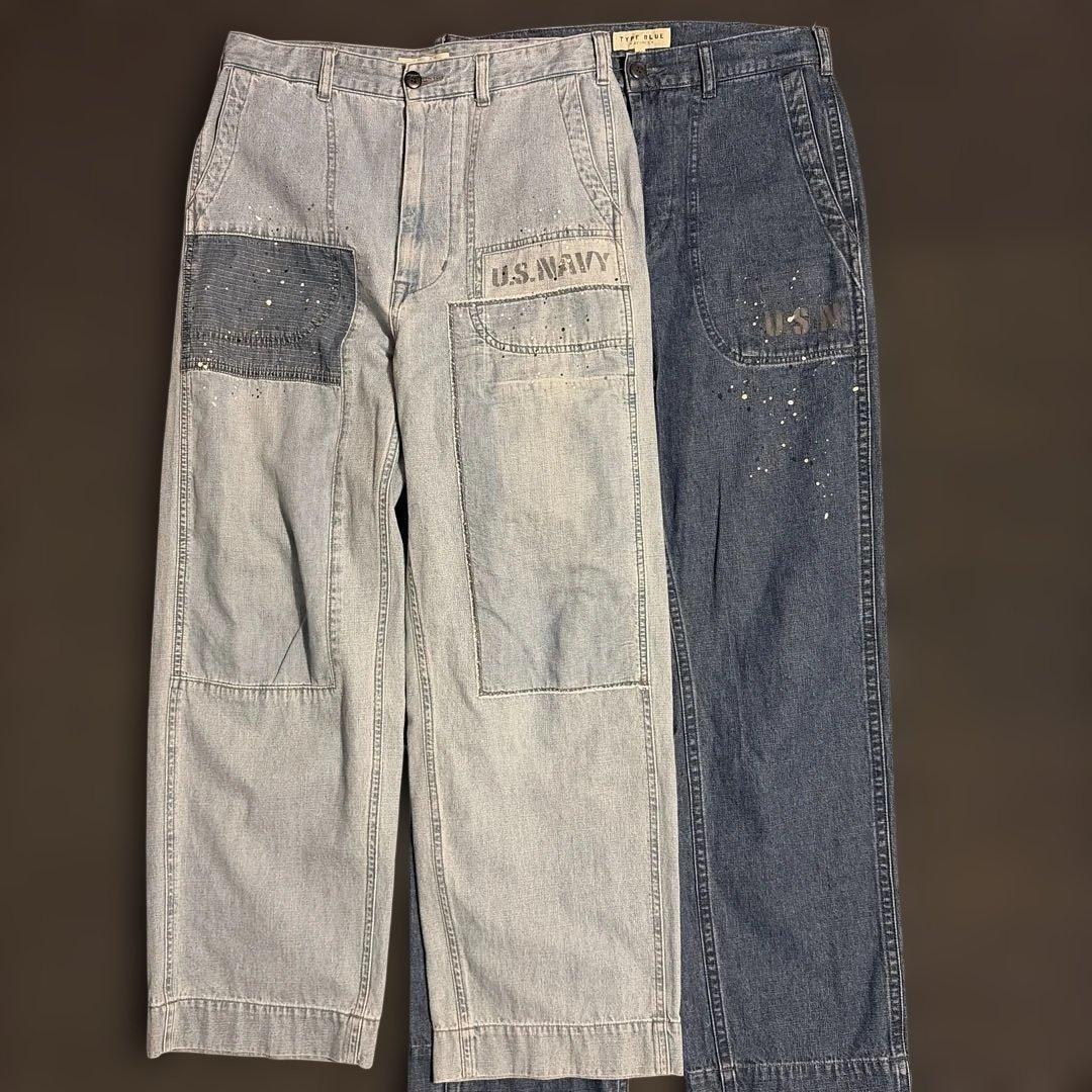 美品AVIREX TYPE BLUE 2本セット ペイント パッチワークデニム