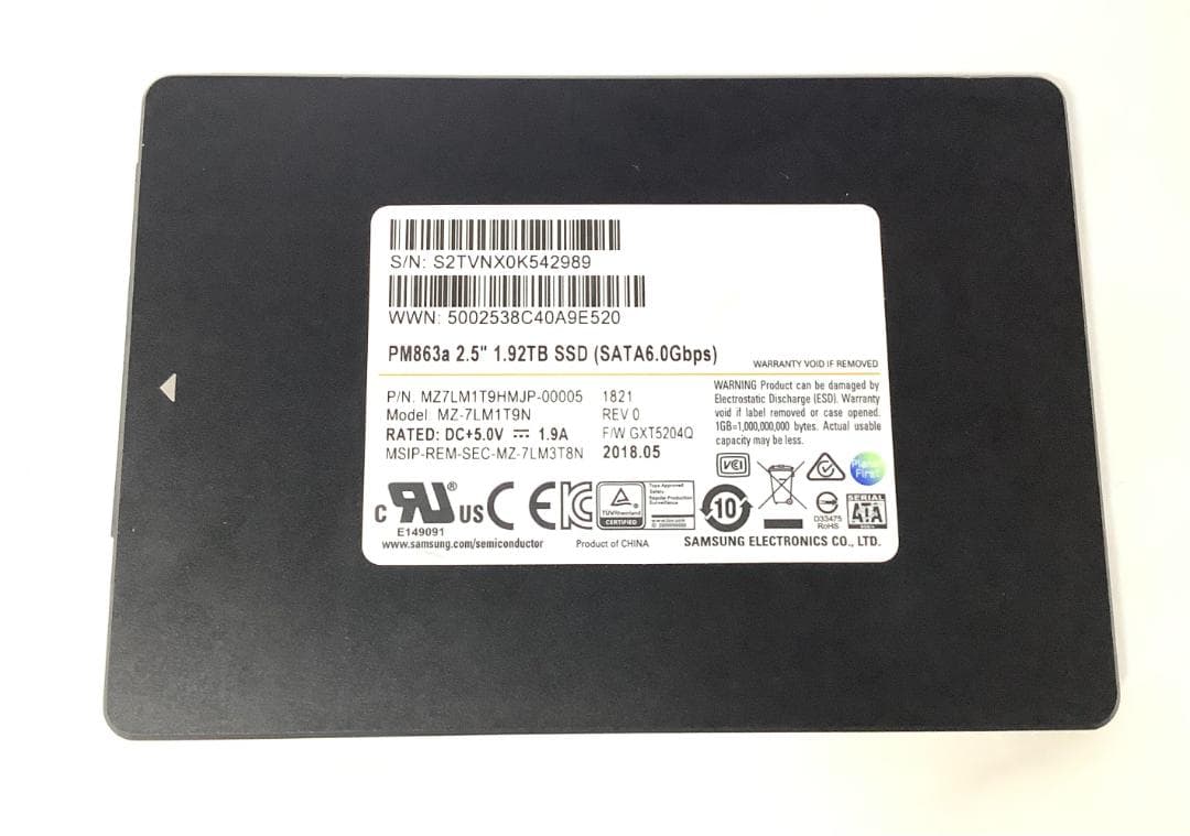 ②-WA337 SAMSUNG SATA 1.92TB SSD 2.5 1点