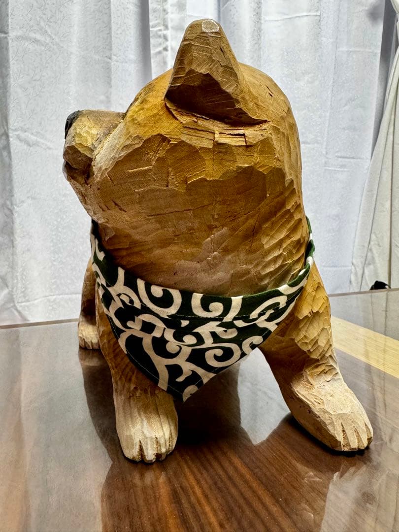ハンドメイド 木彫り 手彫り 柴犬 一点物 置物 インテリア オブジェ