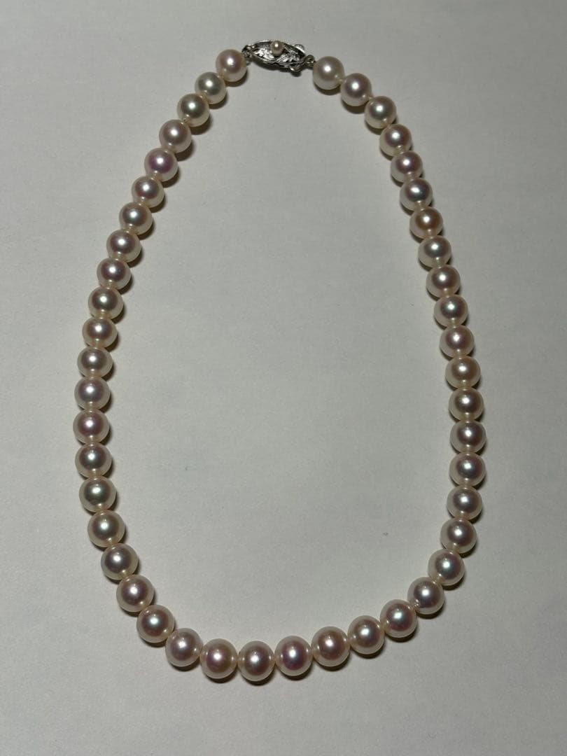 真珠 ネックレス 魚型留め具　K14WG 　　hc-2nd