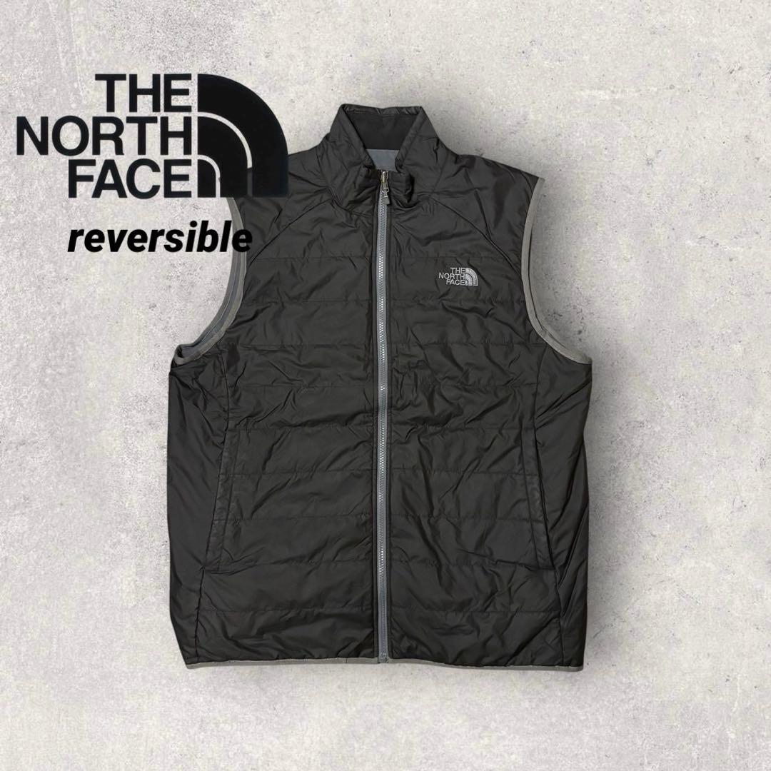 【ザ・ノースフェイス】リバーシブルベスト　L 刺繍ロゴ　ナイロン地　フリース地