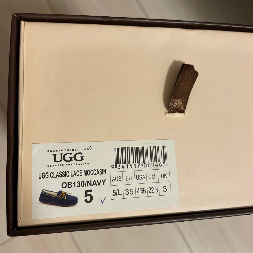 UGG ネイビー モカシン リボン付き