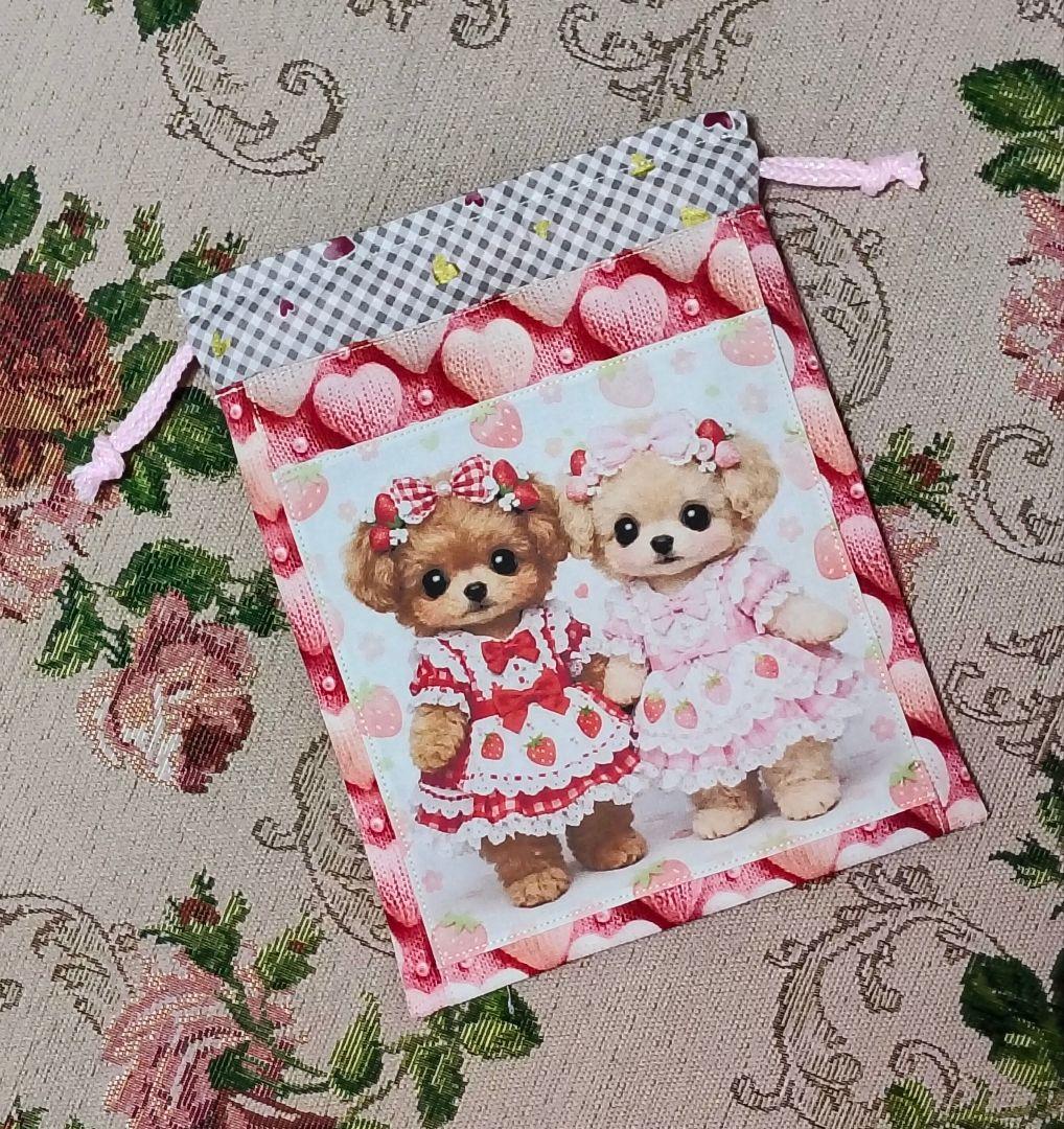 【受注制作】両面ミニトート（内側あり）3点、 両面巾着袋 （裏地あり）1点