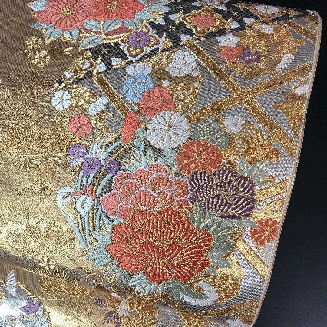 FF-193 袋帯 金錦 結粋 逸品 正絹 六通 金箔 金糸 高級