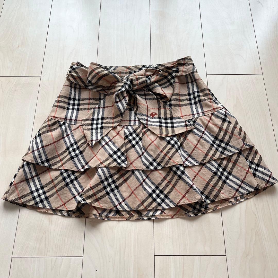 Y2Kバーバリーブルーレーベル ノバチェック ティアード フリル ミニ スカート