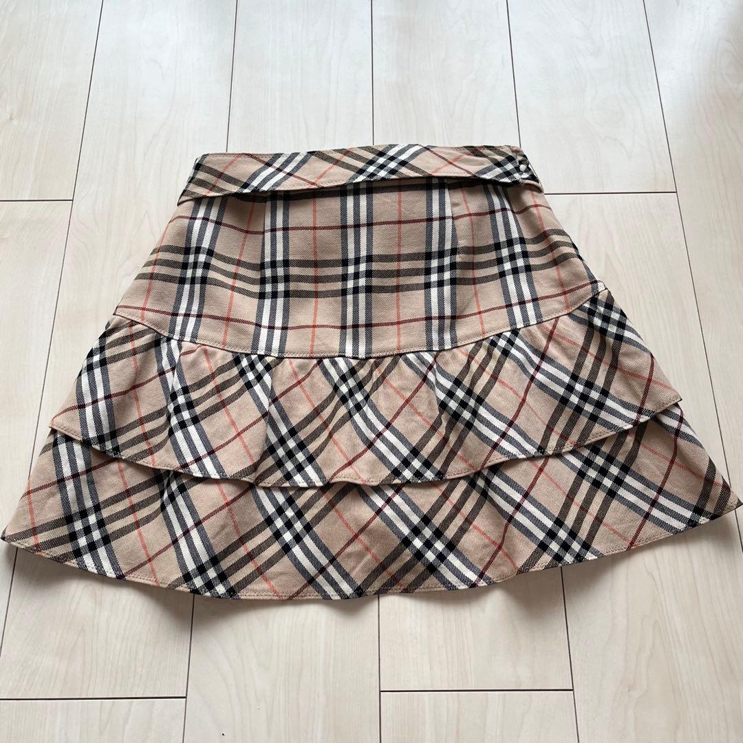Y2Kバーバリーブルーレーベル ノバチェック ティアード フリル ミニ スカート