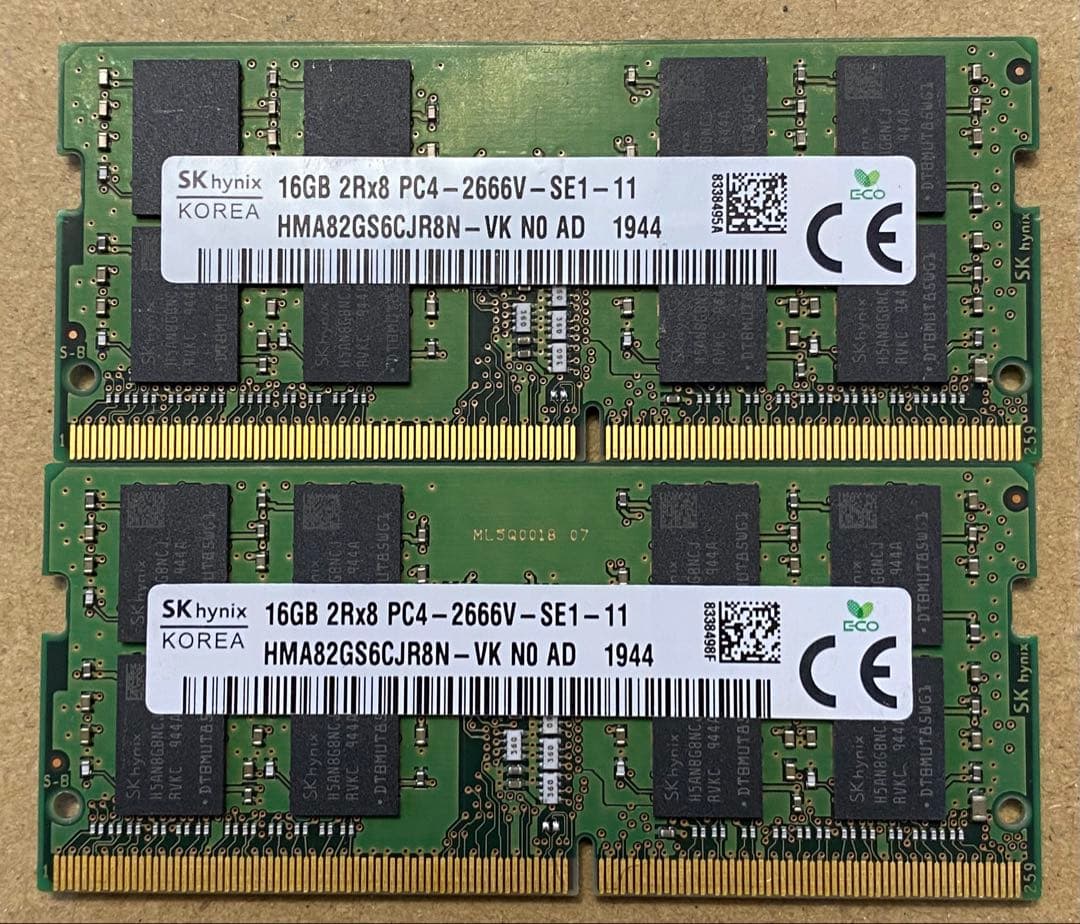 SK hynix 32GB (16GBx2)DDR4 2666MHz メモリ
