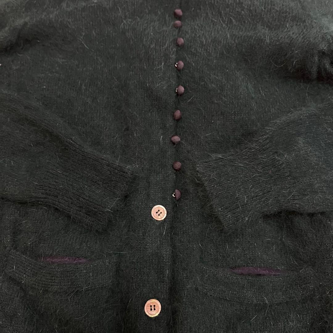美品　sacai luck アンゴラ混 カーディガン 深グリーン 異素材