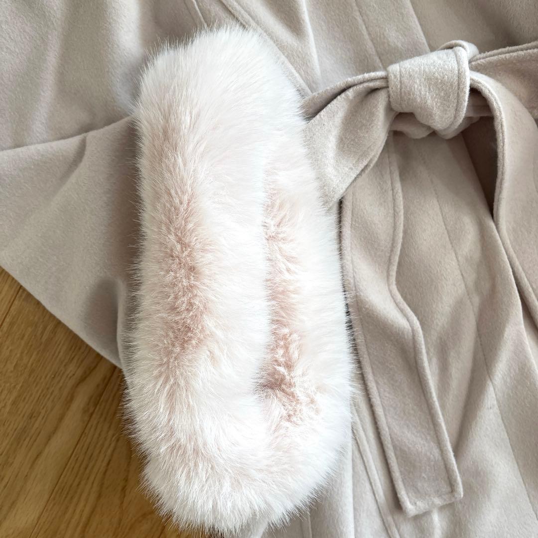 rienda ウールMIXフードポンチョコート　ライトベージュ　M