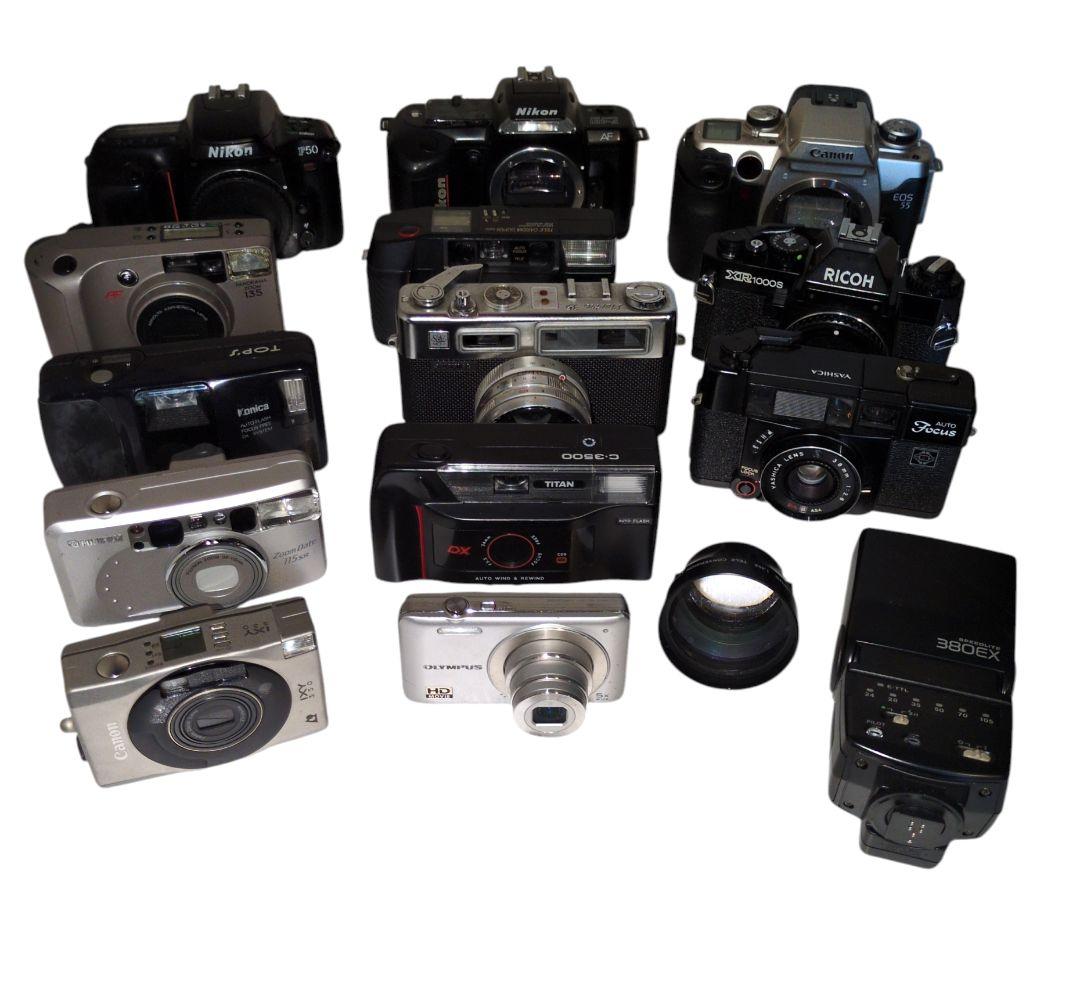 【まとめ売り】フィルムカメラ◆デジタルカメラ◆ストロボなど15点セット　ジャンク