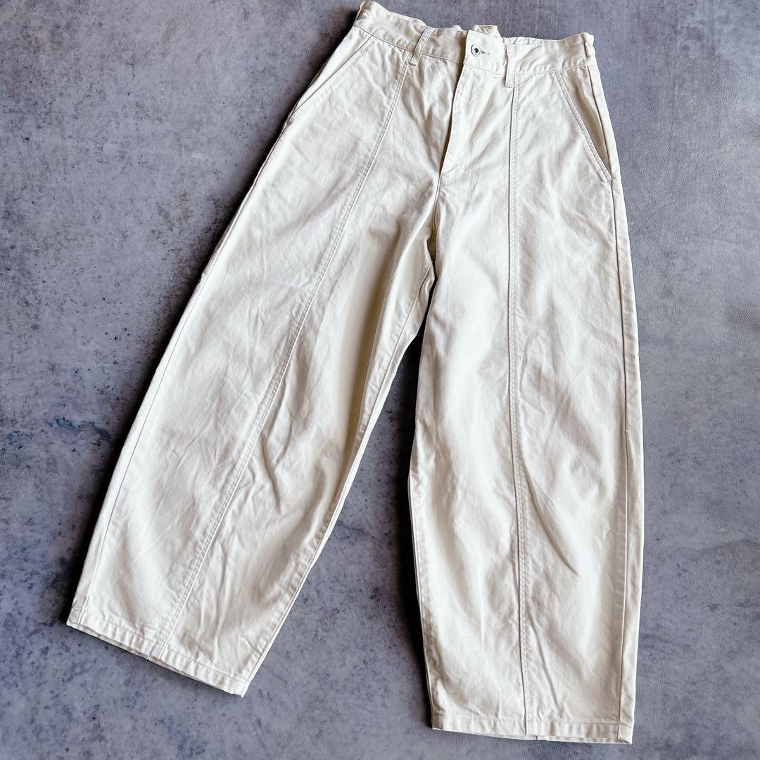 D.M.G ⿻ フレンチドリル アーモンドパンツ ルーズ 白 ボールパンツ 春