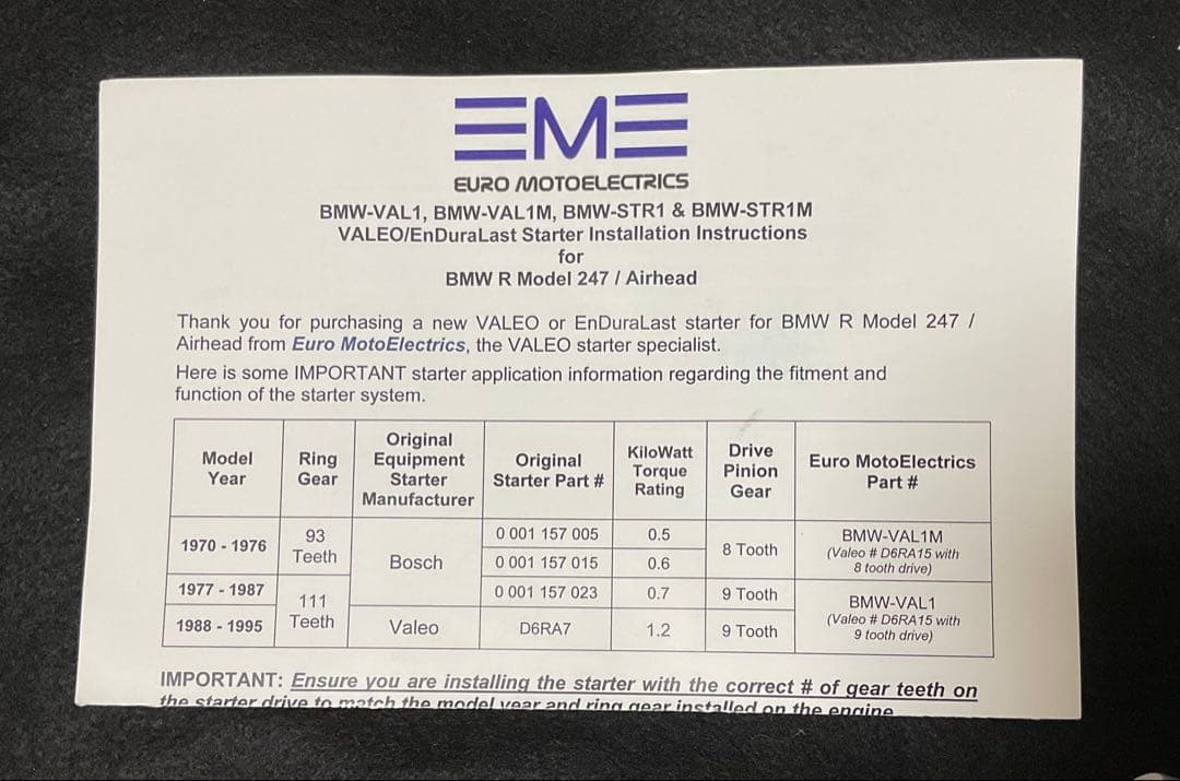  Rシリーズ用 セルスターター EnduraLast ：新品