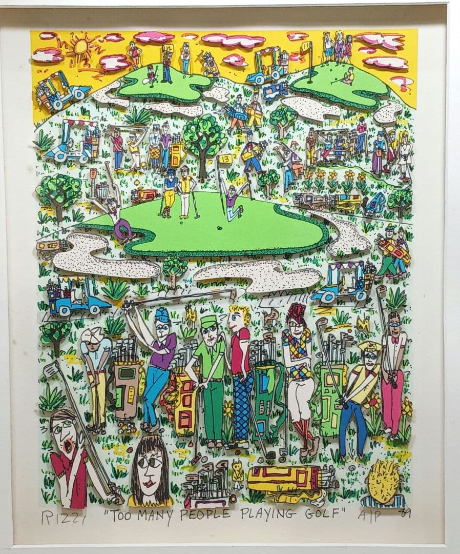 専用Y2279 ジェームス・リジィ 3D シルクスクリーン ゴルフ 額装