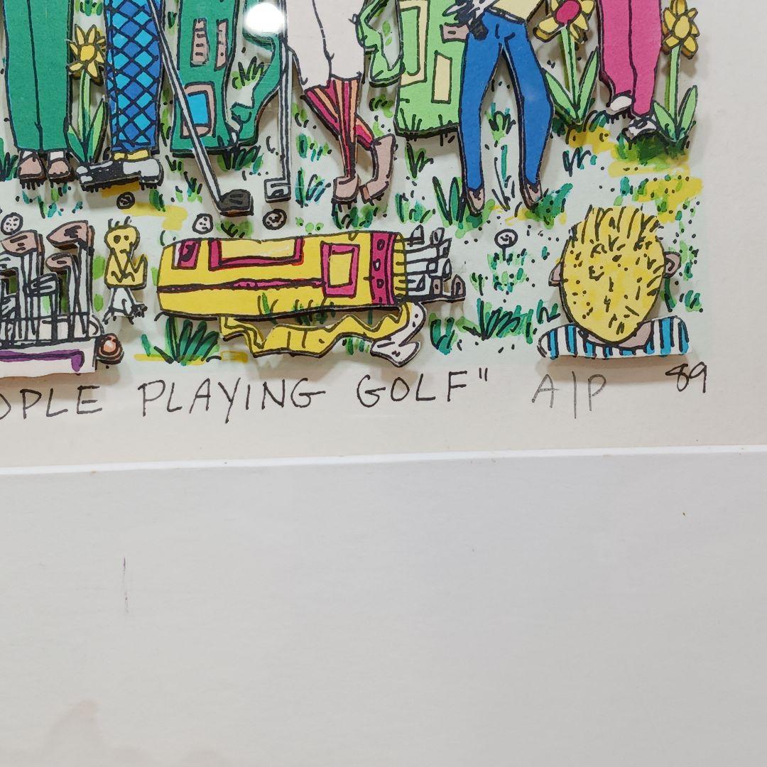 専用Y2279 ジェームス・リジィ 3D シルクスクリーン ゴルフ 額装