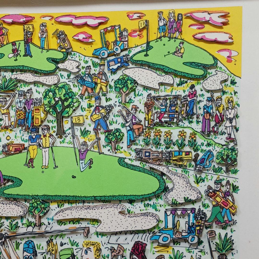 専用Y2279 ジェームス・リジィ 3D シルクスクリーン ゴルフ 額装