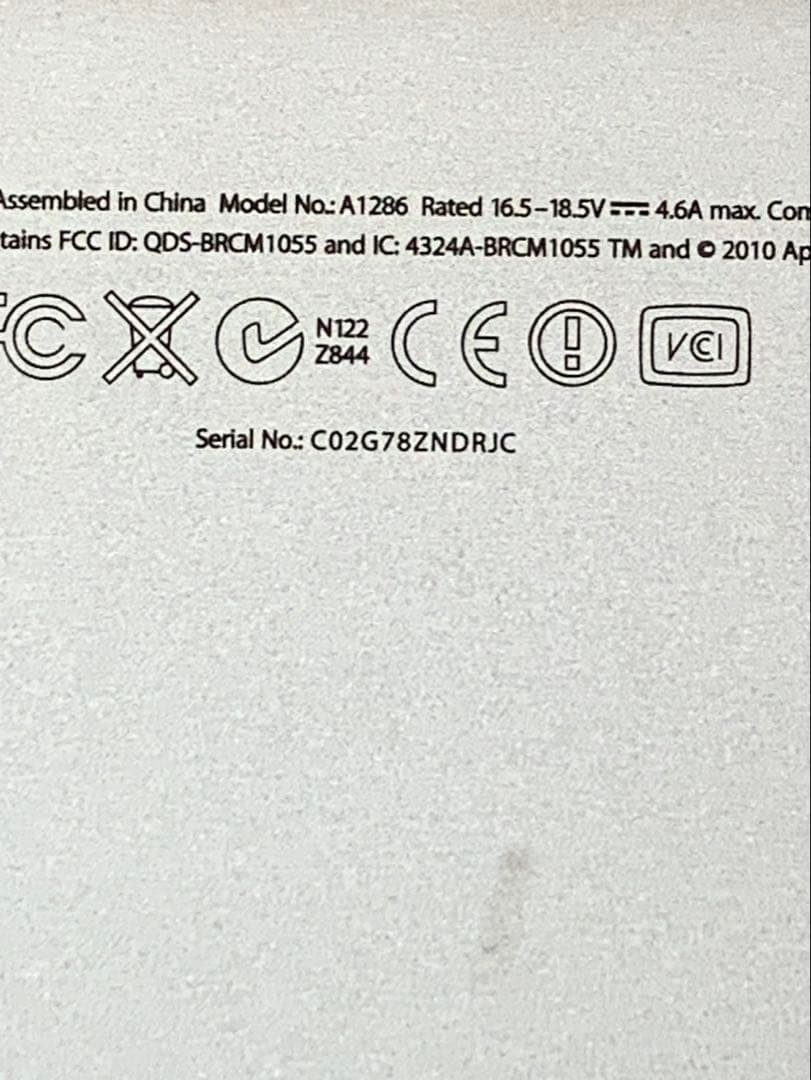 MacBook本体 MacBook Pro (15-inch, Mid 2009) A1286